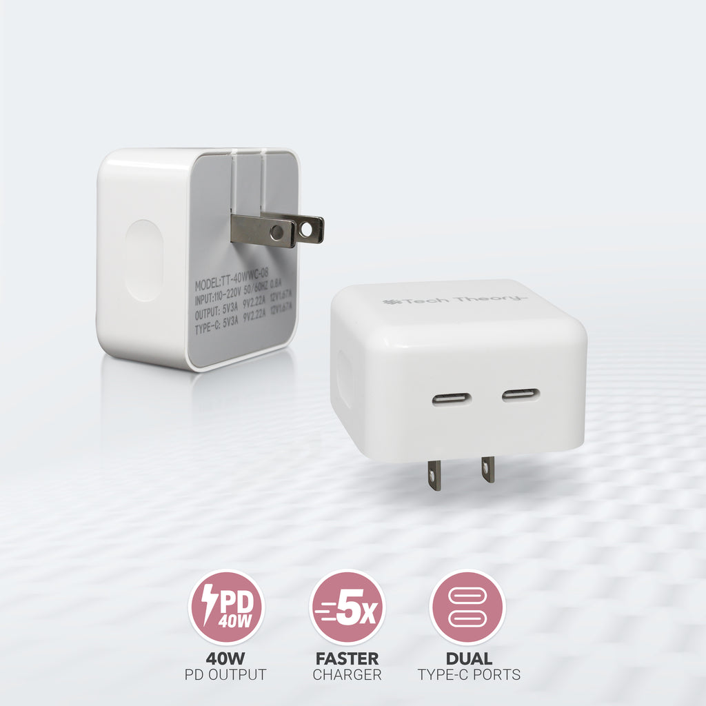 Tech Theory 40W PD Dual Port Wall Charger