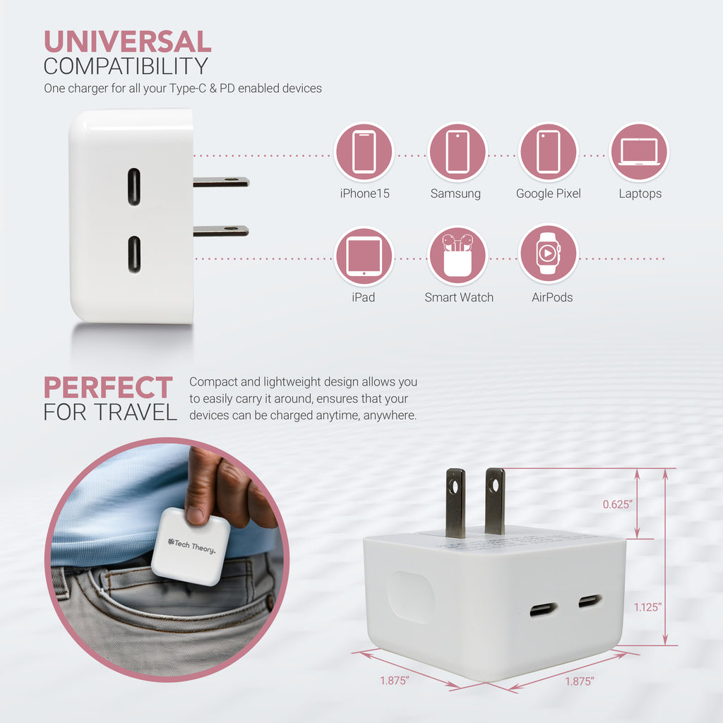 Tech Theory 40W PD Dual Port Wall Charger