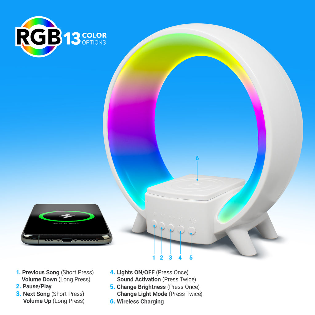 SoundSphere RGB Light Show Speaker with Wireless Charger