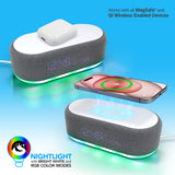 Tech Theory Wireless Charging Alarm Clock Speaker w/ Color Changing LED Nightlight