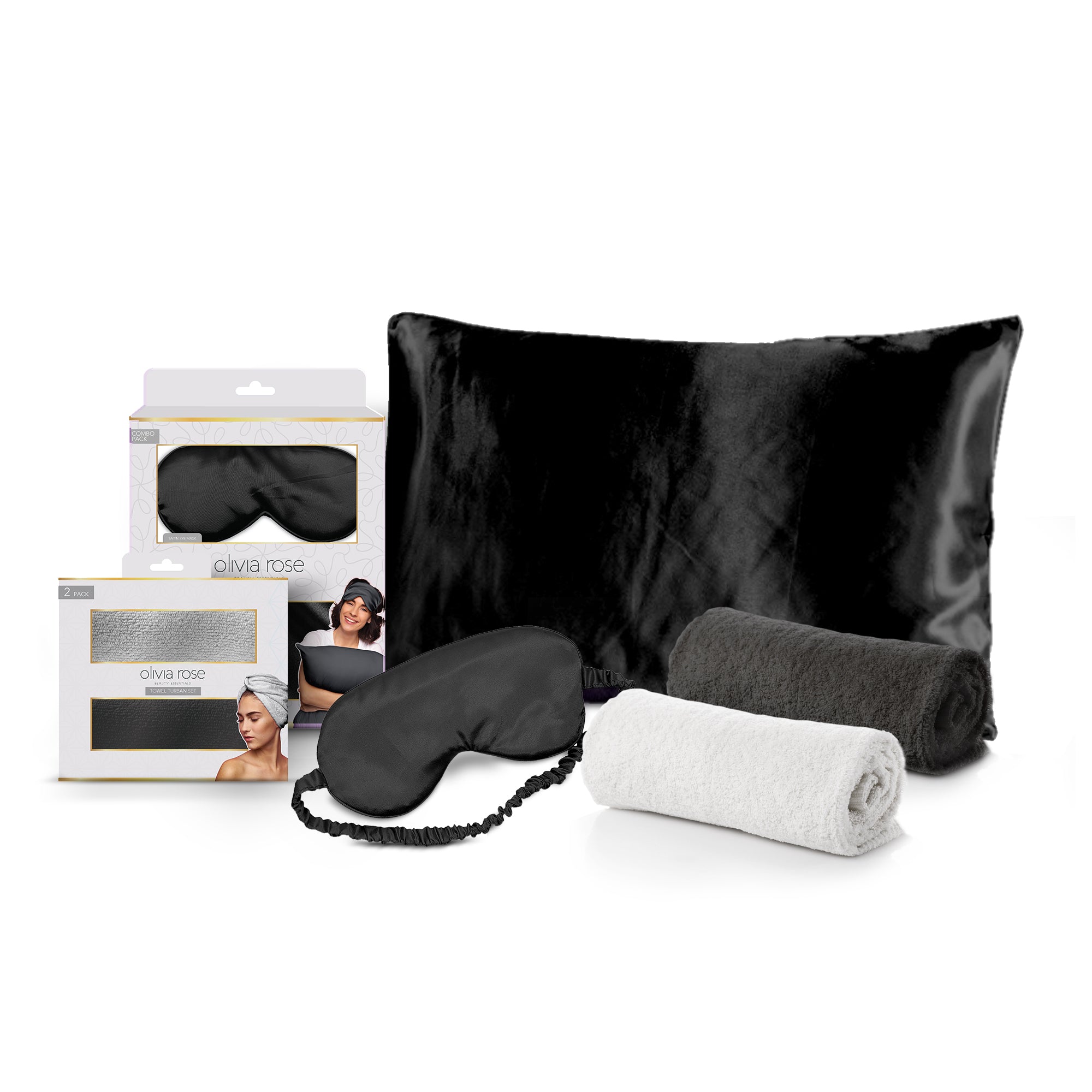 Olivia Rose Satin Sleep Set & 2 Pack Towel Turban – Aduro Products
