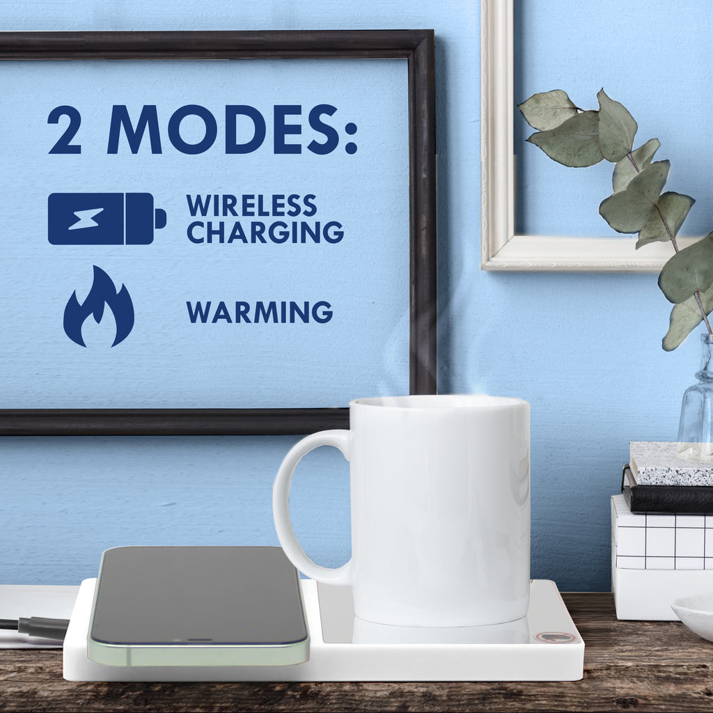 Coffee Mug Warmer Drink Cooler with Fast Wireless Charger, Warming Cooling  and Charging All in 1 for Home Office Desk Use